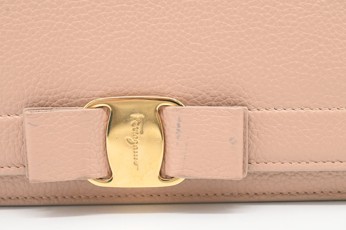 Ferragamo Chain Flap in Nude Pink Leather