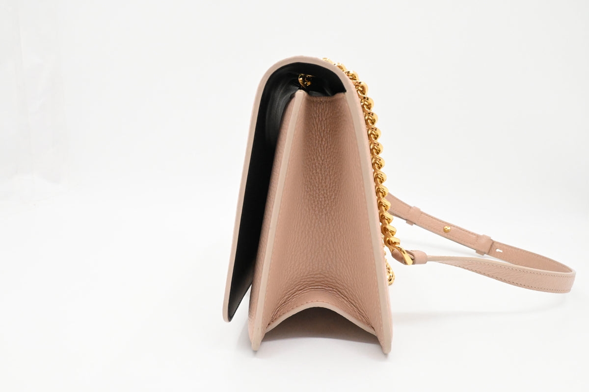 Ferragamo Chain Flap in Nude Pink Leather