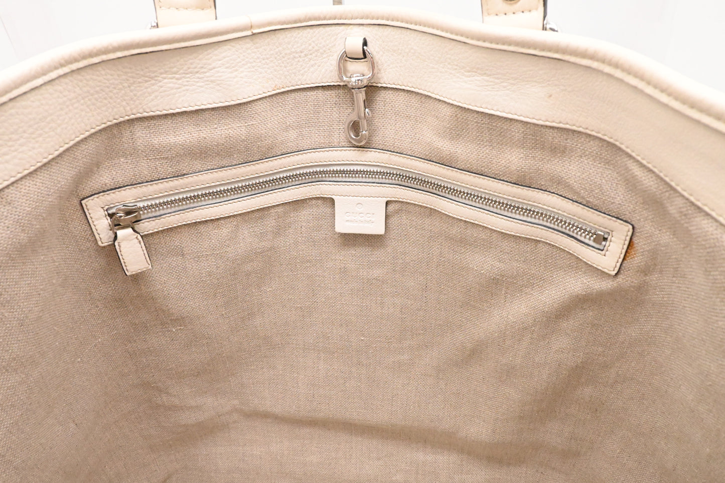 Gucci Large Tote in Raffia and White Leather