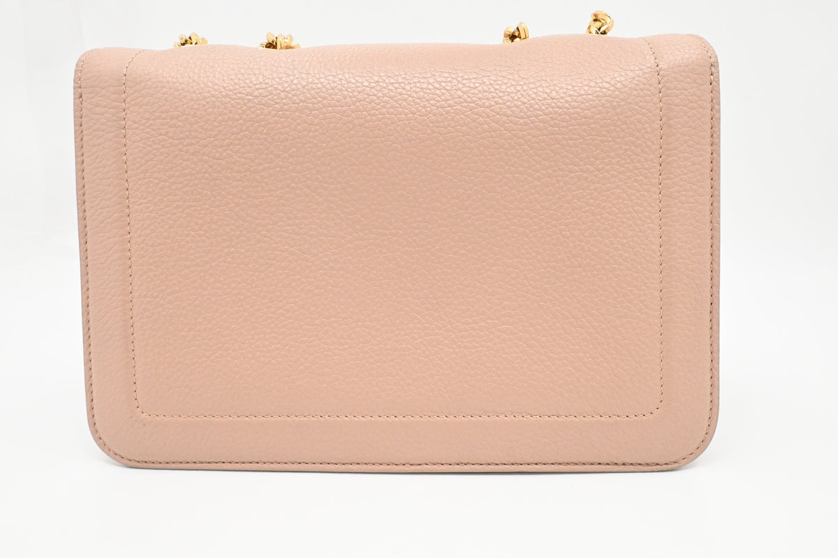 Ferragamo Chain Flap in Nude Pink Leather