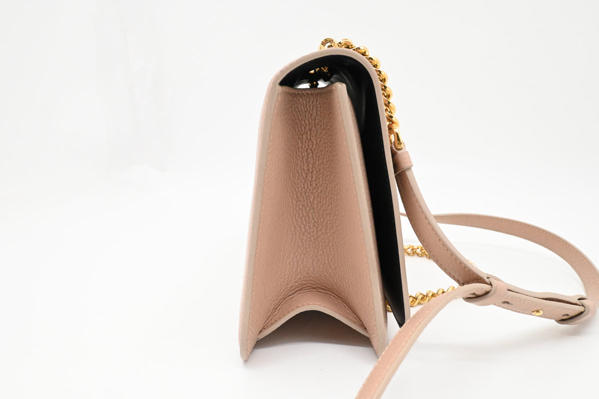 Ferragamo Chain Flap in Nude Pink Leather