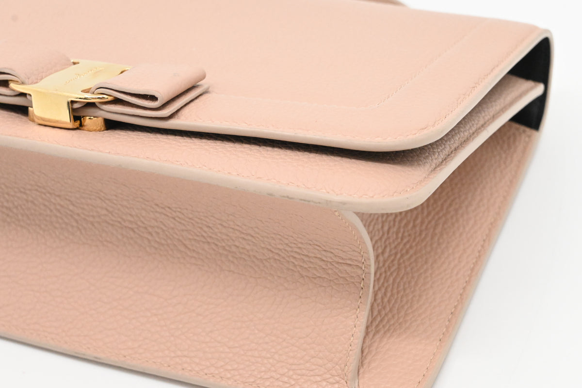 Ferragamo Chain Flap in Nude Pink Leather