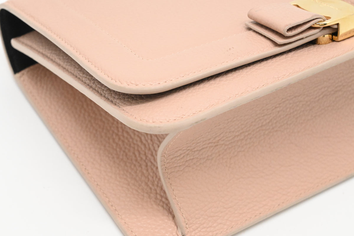 Ferragamo Chain Flap in Nude Pink Leather