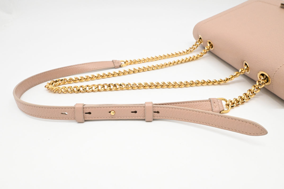 Ferragamo Chain Flap in Nude Pink Leather
