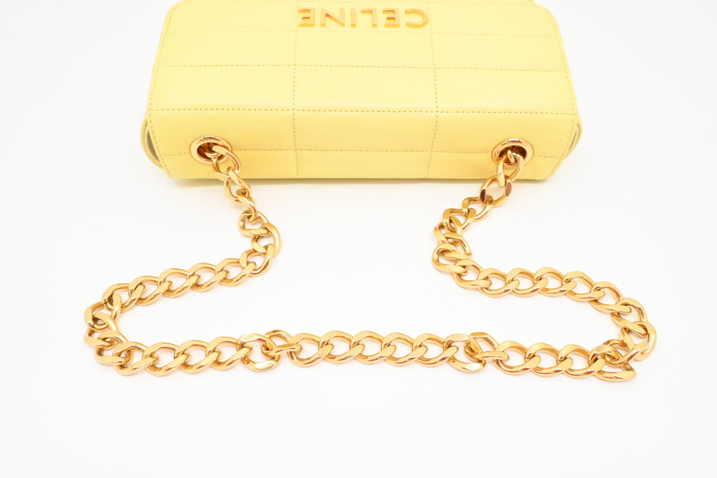 Celine Chain Shoulder Bag in Yellow Leather