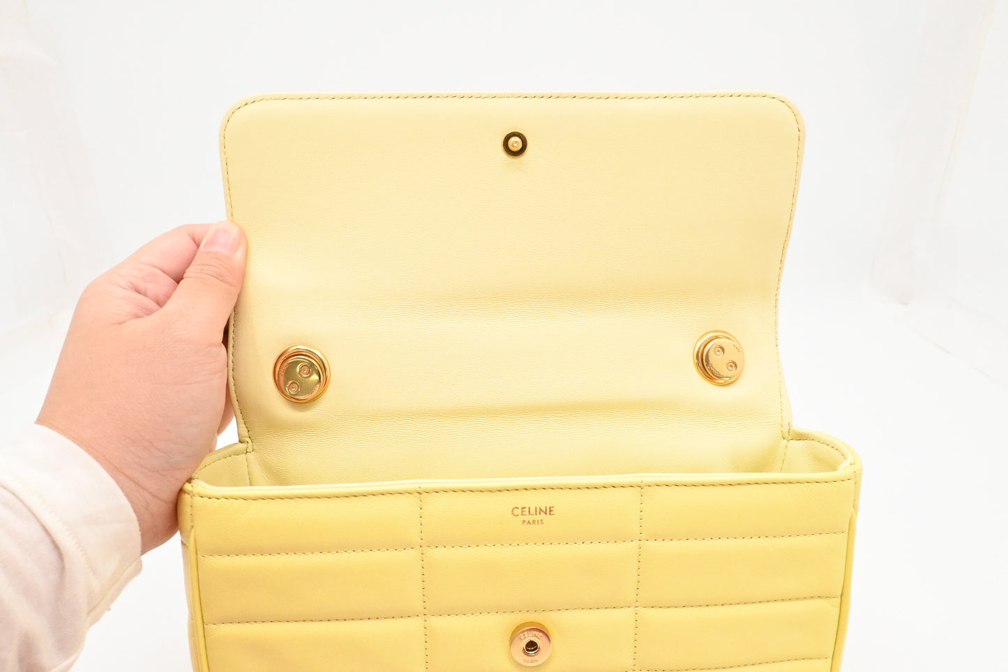 Celine Chain Shoulder Bag in Yellow Leather