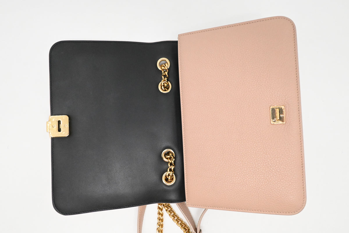Ferragamo Chain Flap in Nude Pink Leather