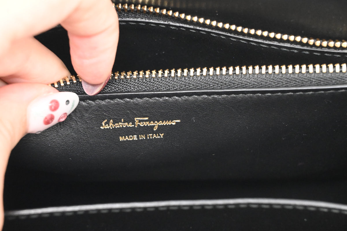 Ferragamo Chain Flap in Nude Pink Leather