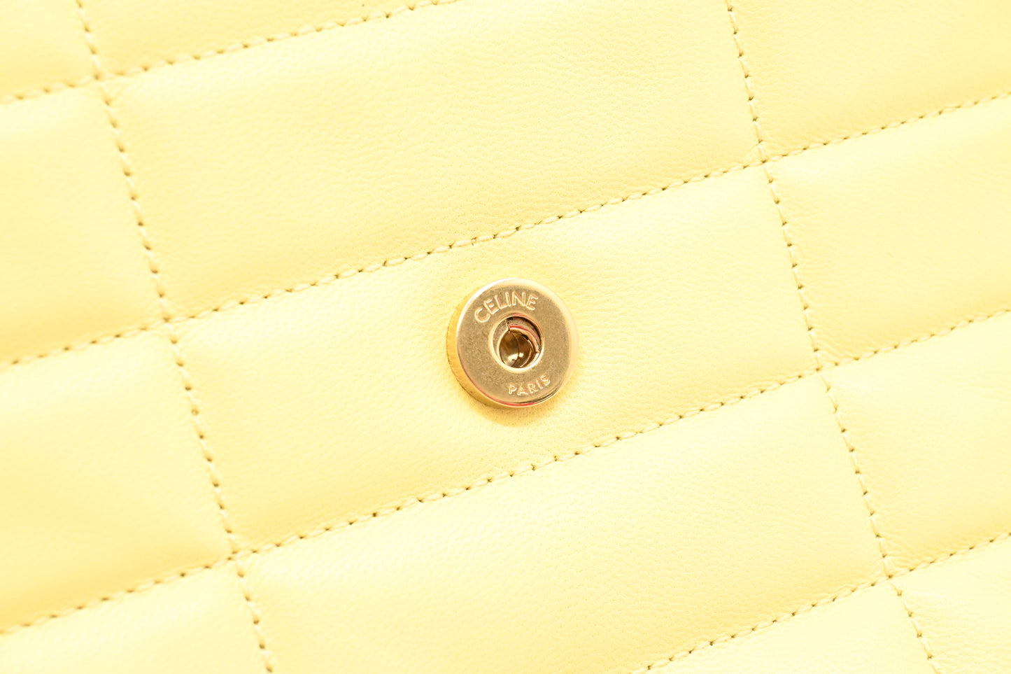 Celine Chain Shoulder Bag in Yellow Leather