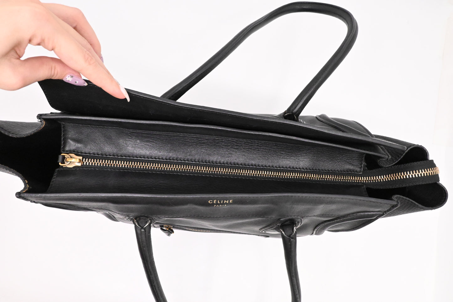 Celine Medium Luggage in Black Leather