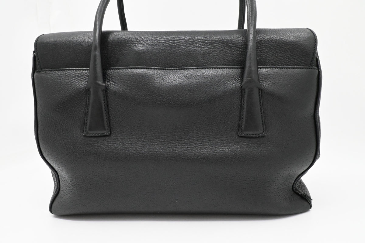 Ferragamo Ganicini Shoulder Bag in Black Boarskin Leather