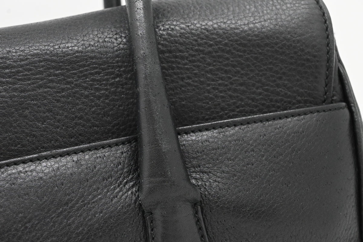 Ferragamo Ganicini Shoulder Bag in Black Boarskin Leather