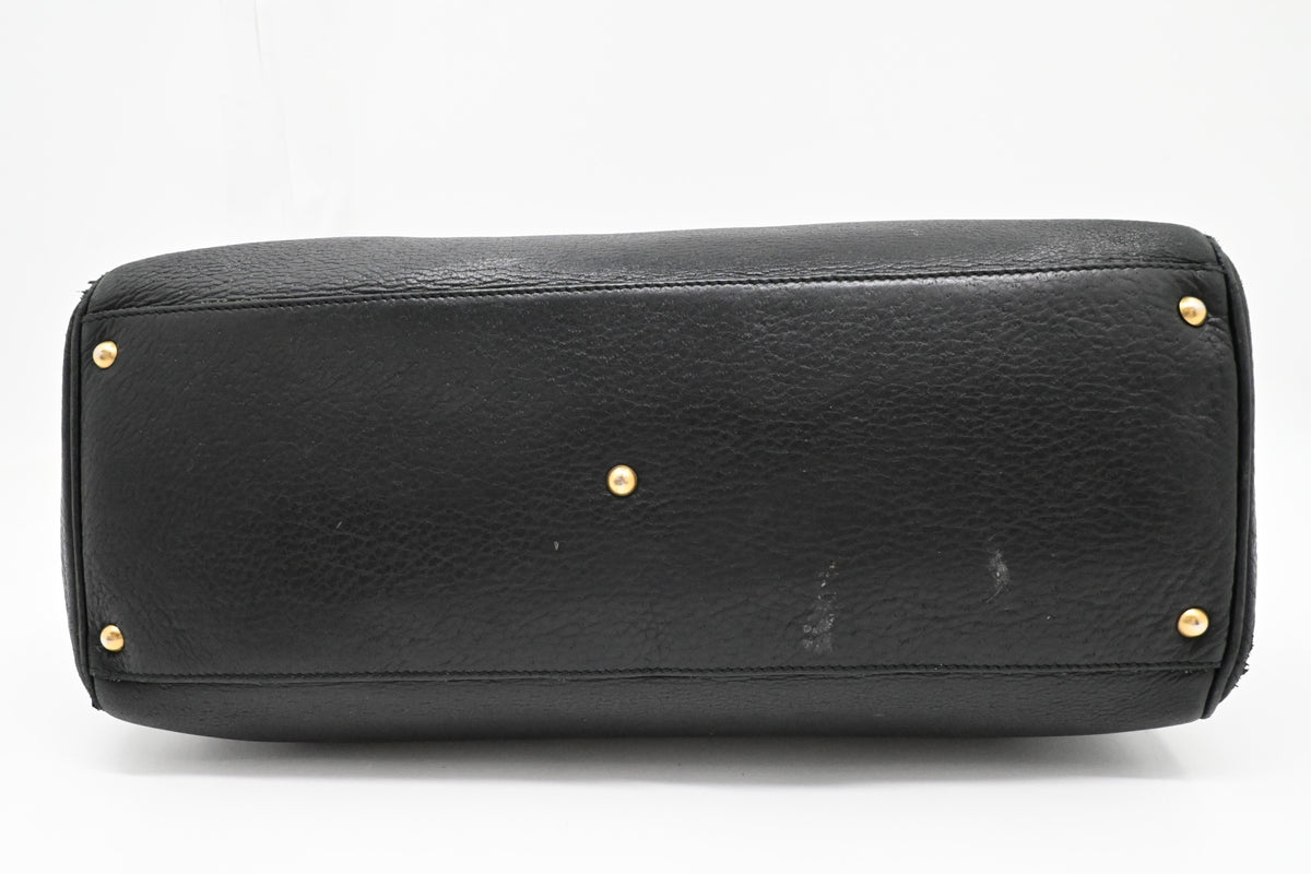 Ferragamo Ganicini Shoulder Bag in Black Boarskin Leather