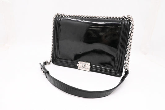 Chanel Large Boy in Black Patent Leather