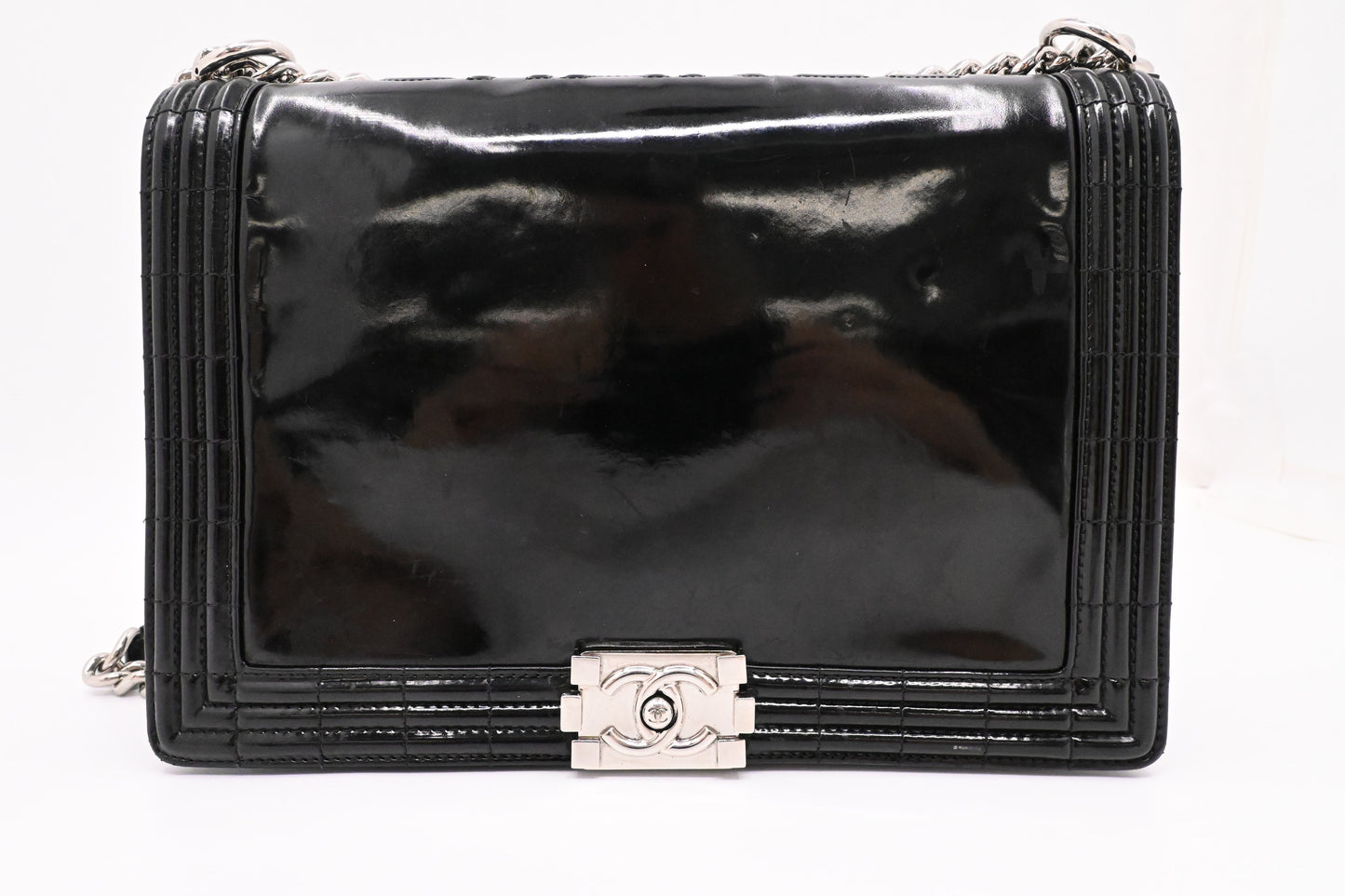 Chanel Large Boy in Black Patent Leather