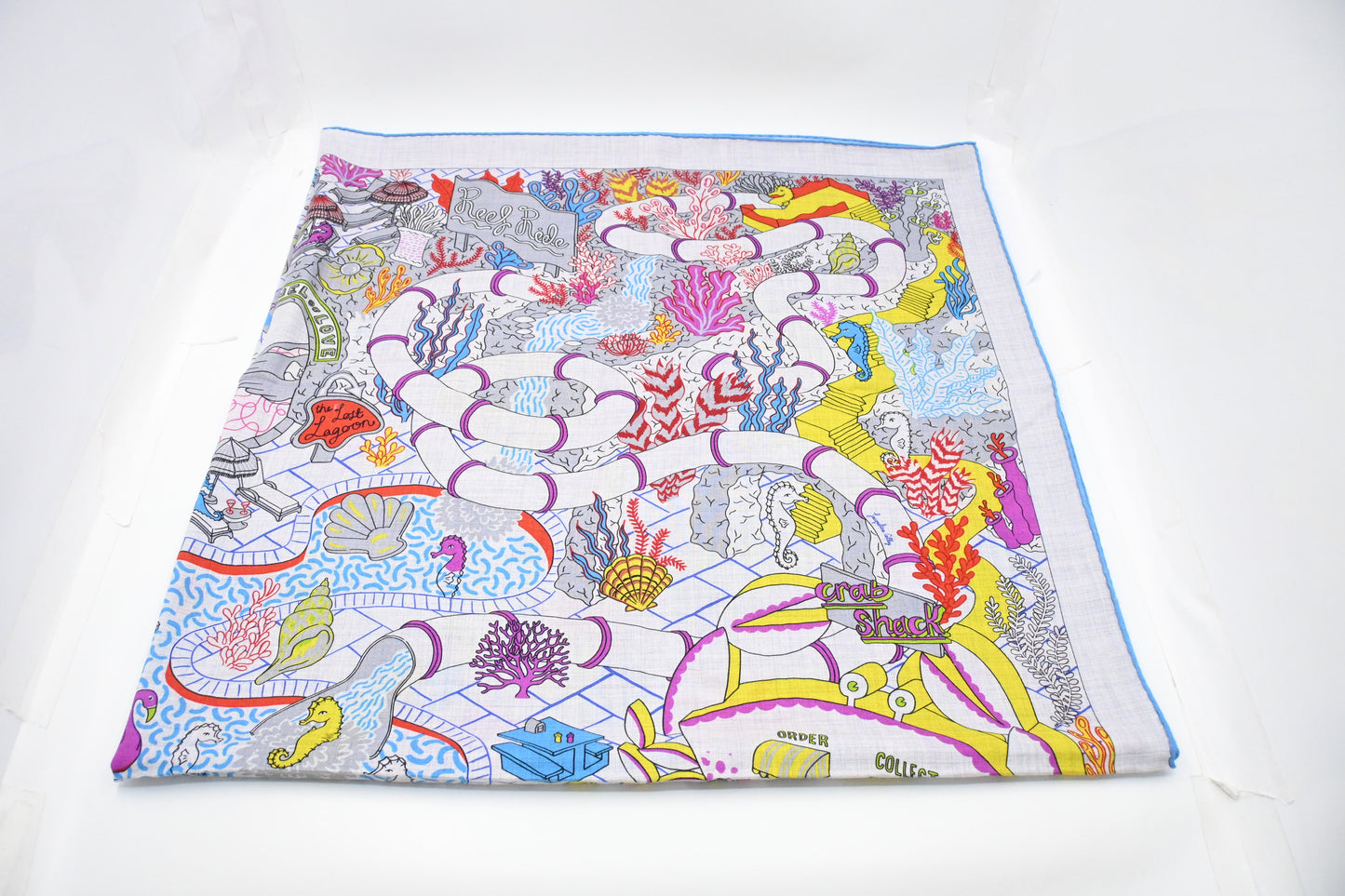 Hermes 'Splash Park' Carre 140 in Gray Multicolor Cashmere and Silk