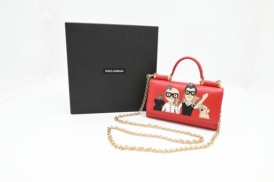 Dolce & Gabbana Miss Sicily Bag in Red Leather with DG Family Patch