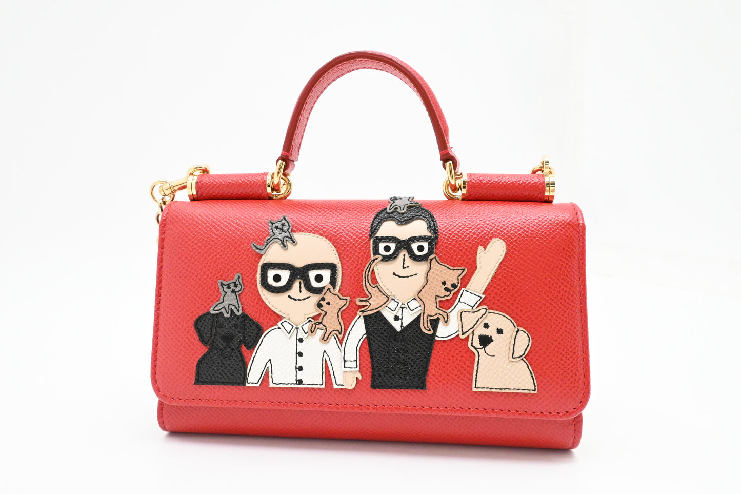 Dolce & Gabbana Miss Sicily Bag in Red Leather with DG Family Patch