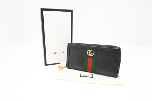 Gucci Ophidia Long Zippy Wallet in Black Leather