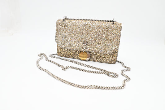 Jimmy Choo Finley in Champagne Gold Glittered Leather