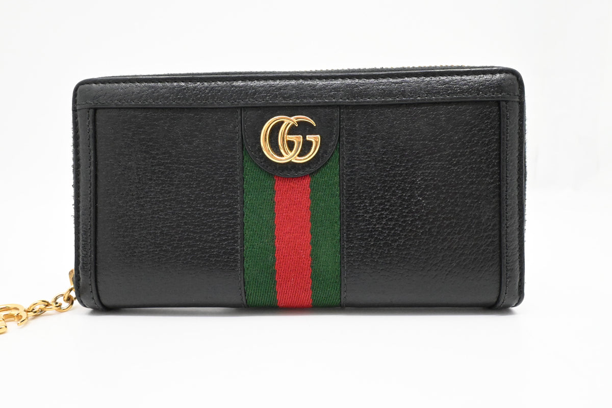 Gucci Ophidia Long Zippy Wallet in Black Leather
