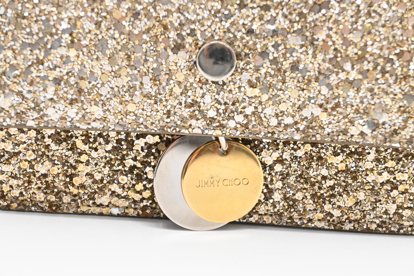 Jimmy Choo Finley in Champagne Gold Glittered Leather