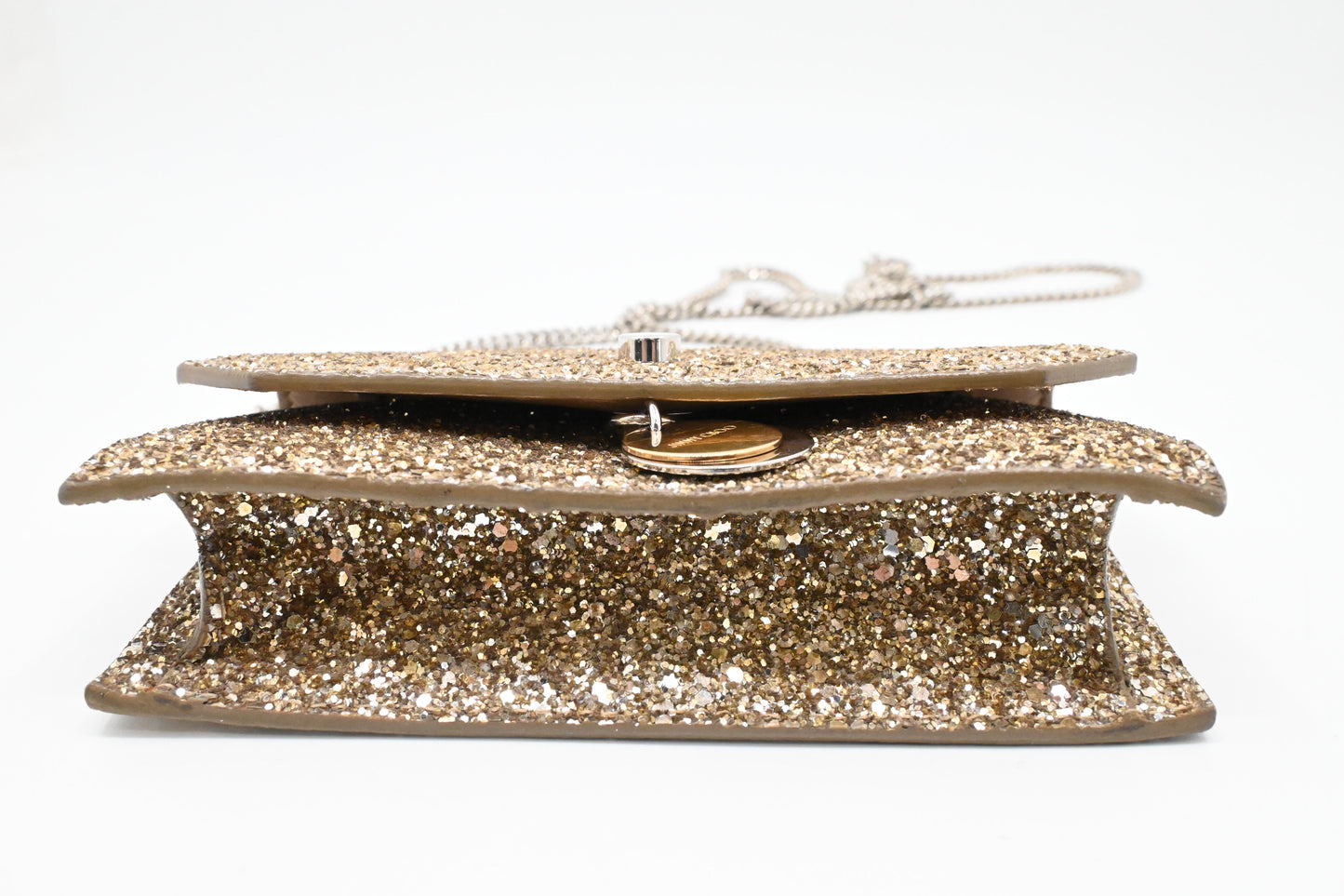 Jimmy Choo Finley in Champagne Gold Glittered Leather