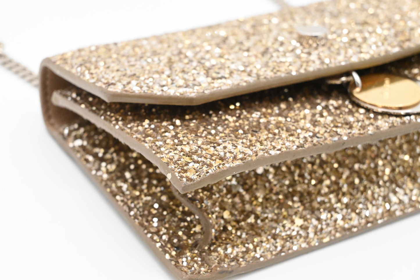 Jimmy Choo Finley in Champagne Gold Glittered Leather