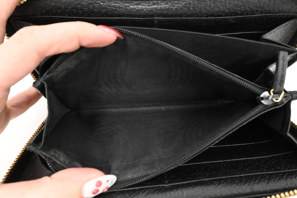 Gucci Ophidia Long Zippy Wallet in Black Leather