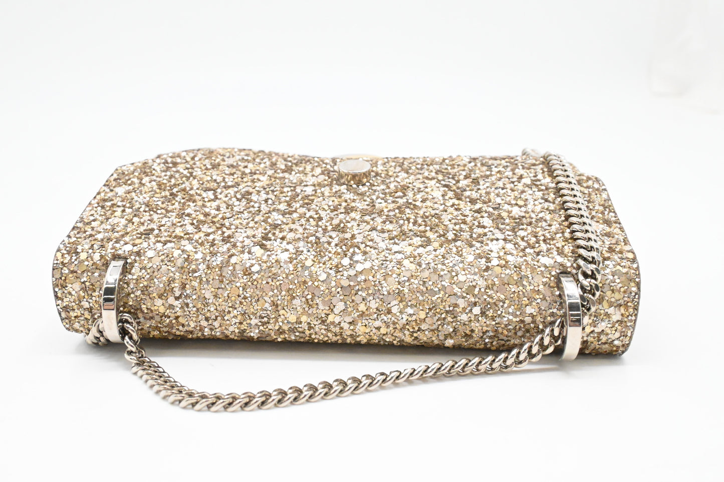 Jimmy Choo Finley in Champagne Gold Glittered Leather