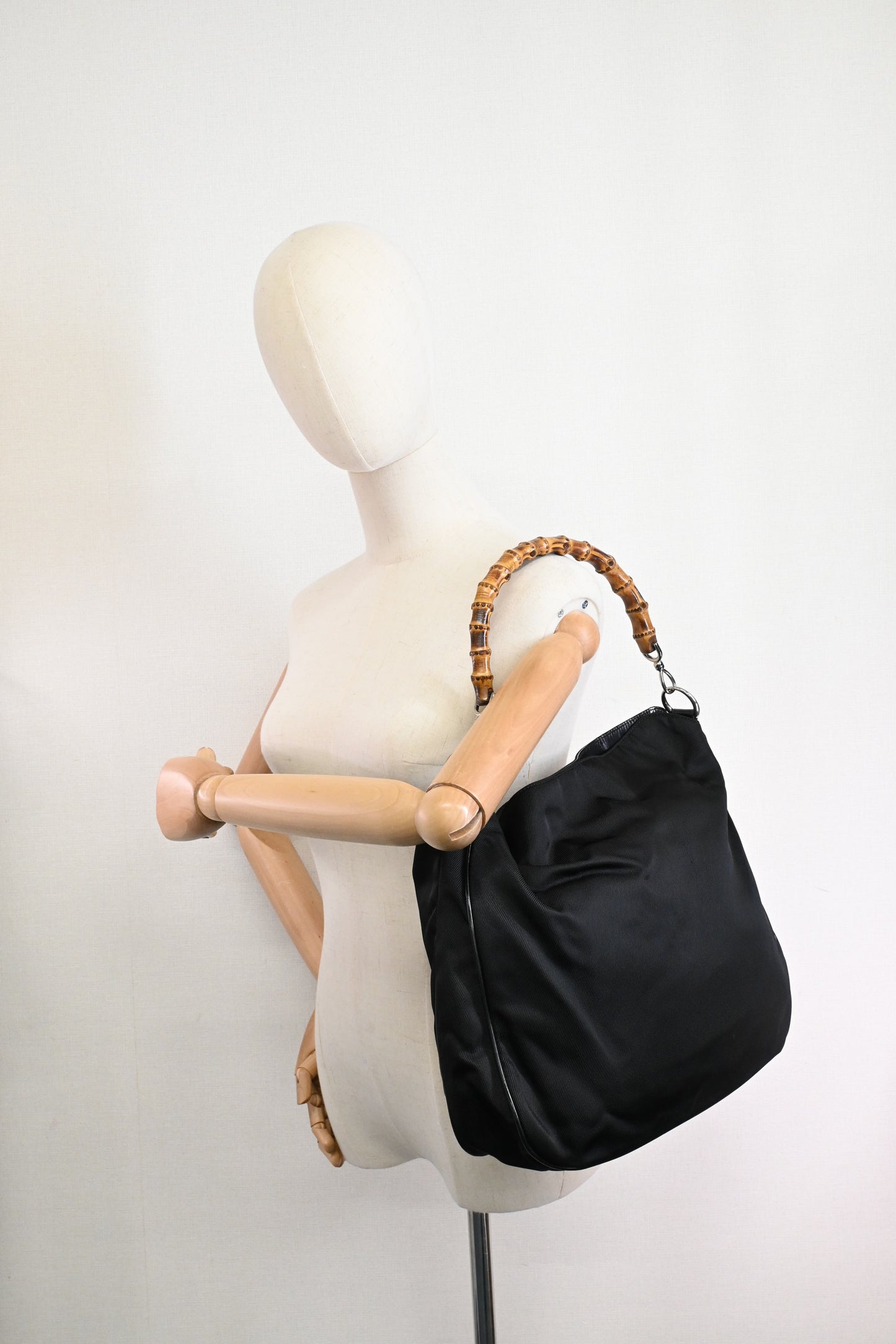 Gucci Bamboo Shoulder Bag in Black Canvas
