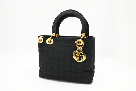 Dior Medium Lady Dior in Black Nylon