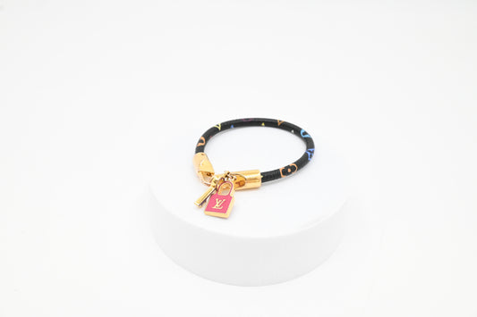 Louis Vuitton Luck It Bracelet in Black Multicolor Canvas