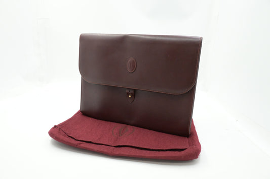 Cartier Large Clutch in Burgundy Leather