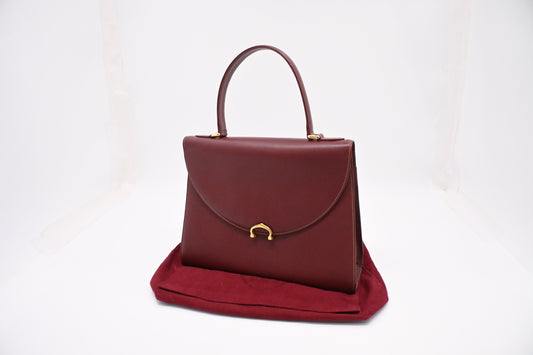 Cartier Top Handle Bag in Burgundy Leather