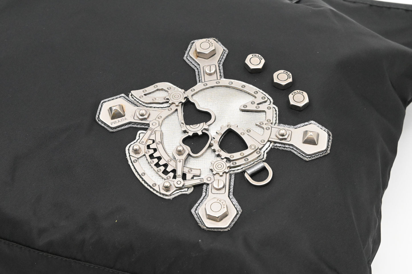 Prada Skull Tote in Black Canvas