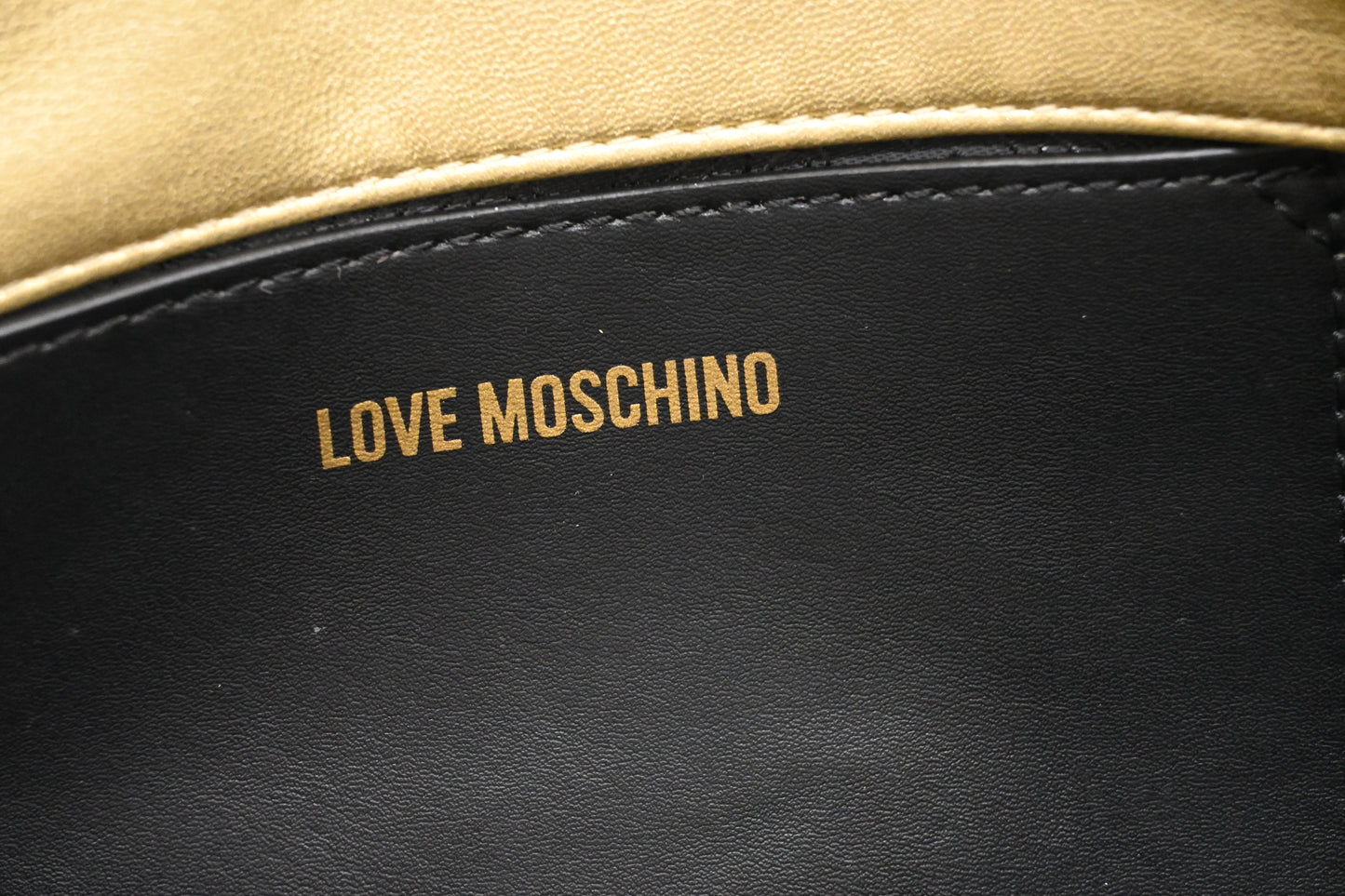 Moschino Chain Clutch in Gold and Silver Sequins