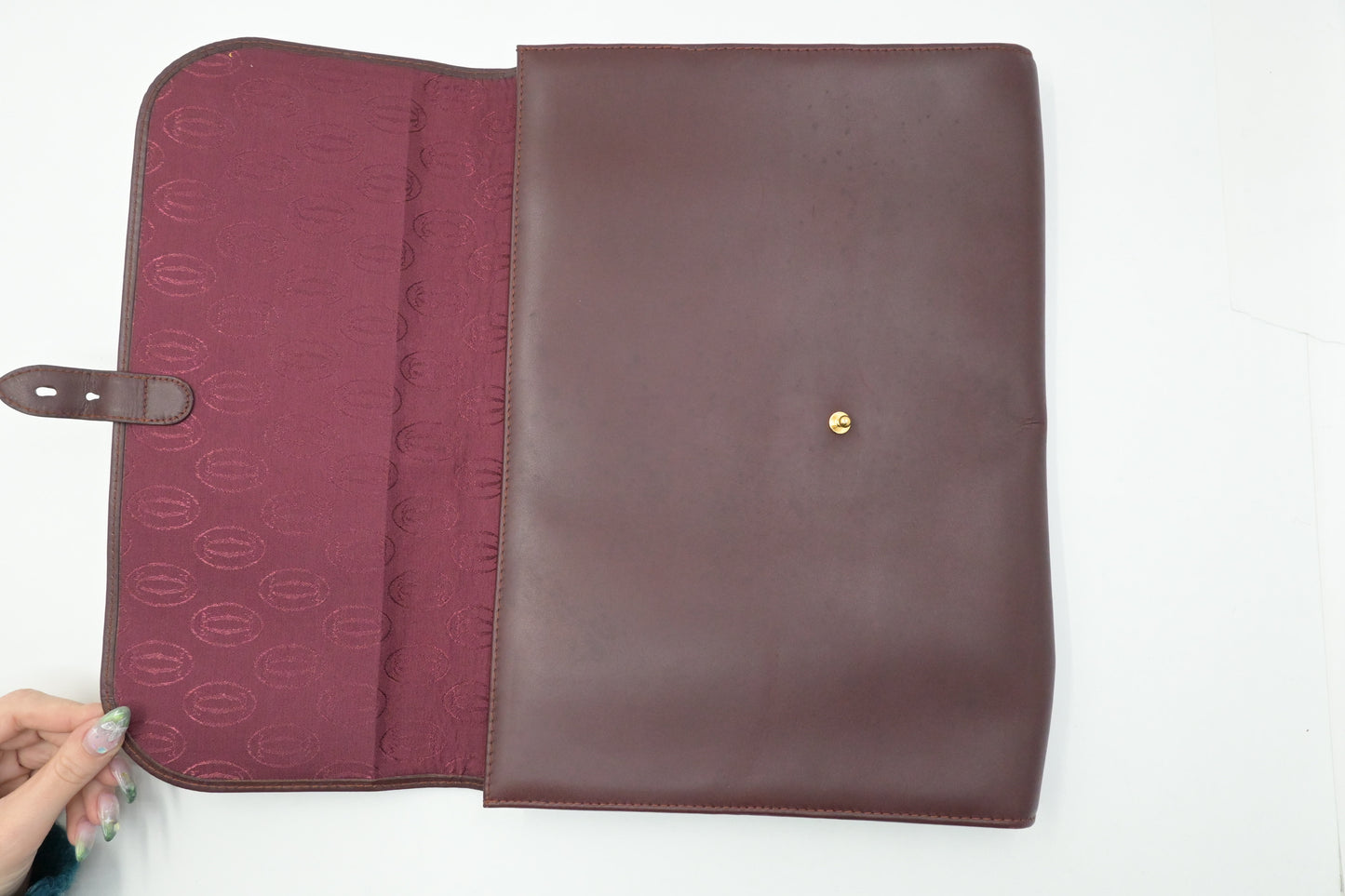Cartier Large Clutch in Burgundy Leather