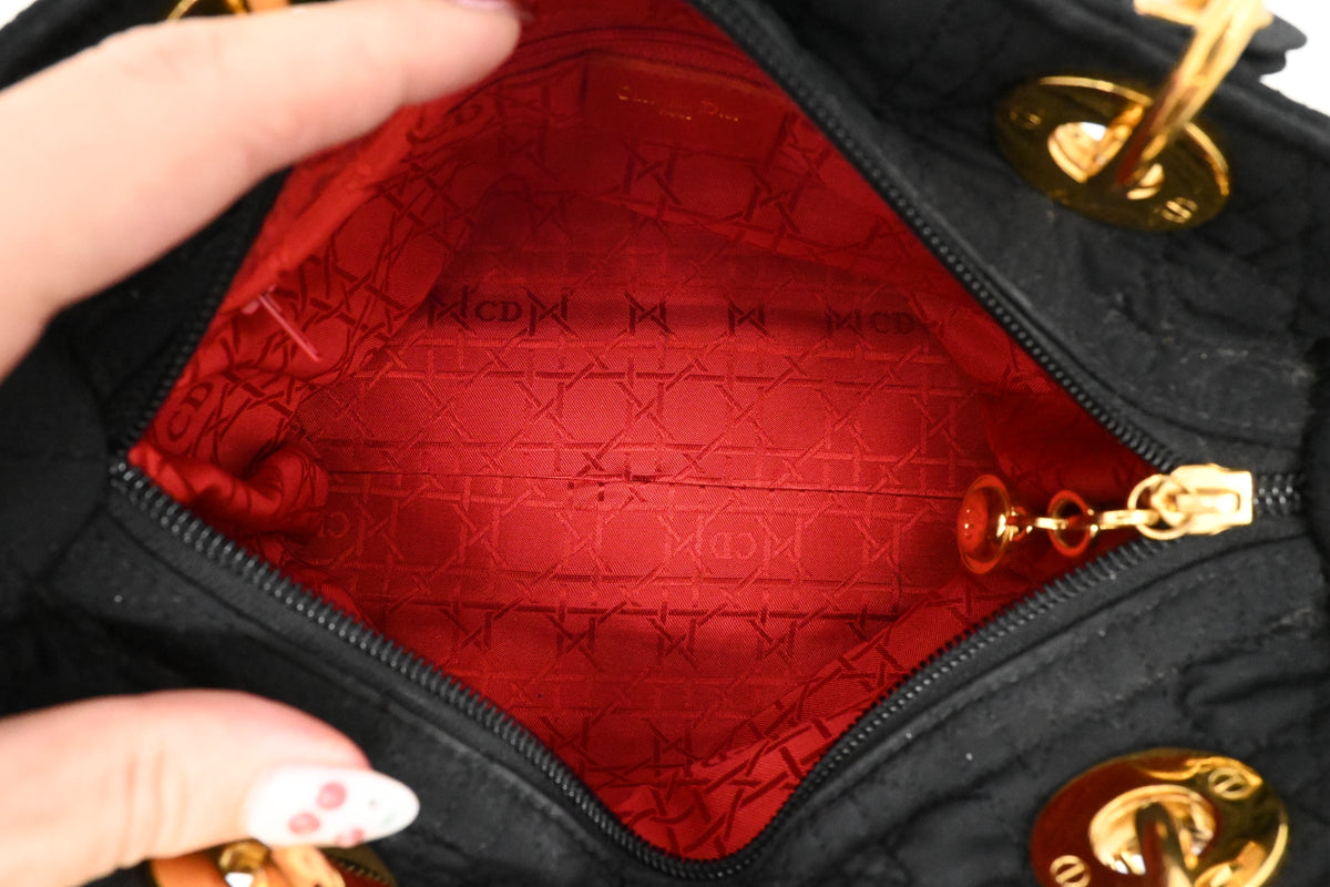 Dior Medium Lady Dior in Black Nylon