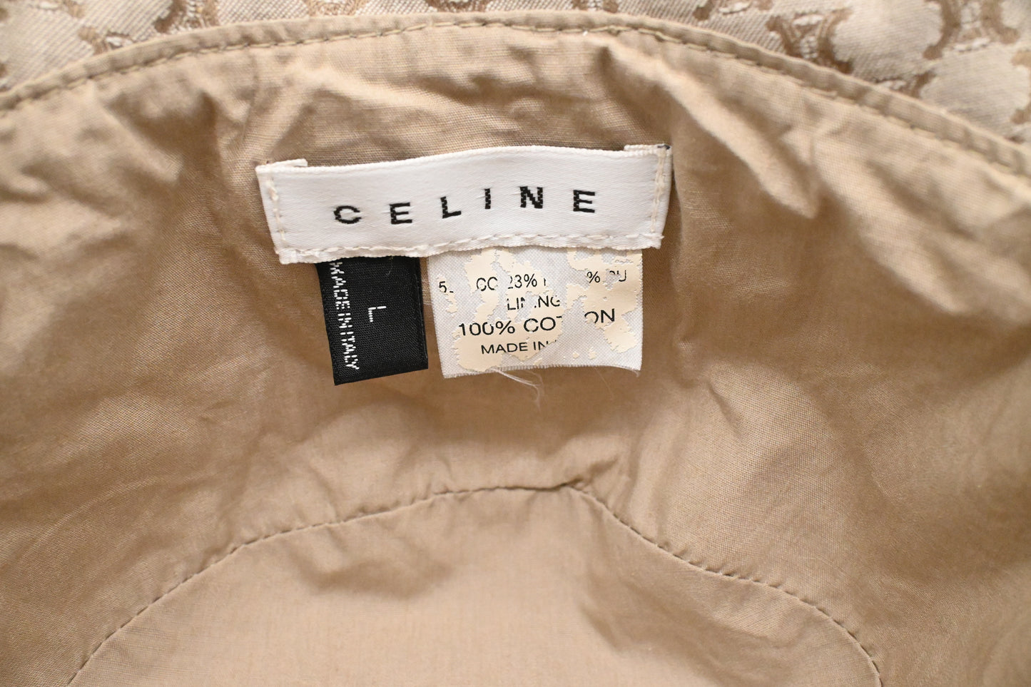 Celine Bucket Hat in Beige Canvas
