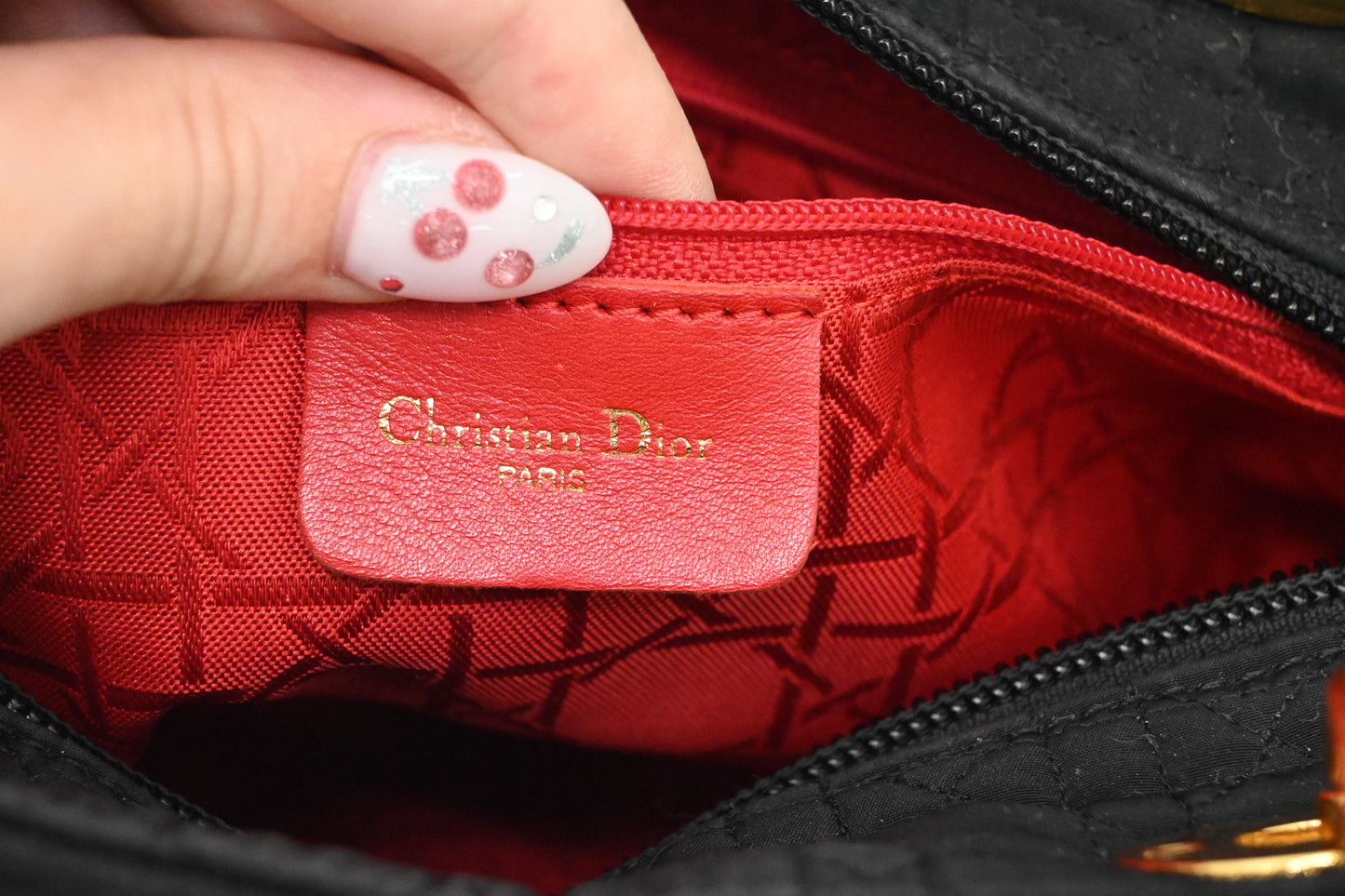 Dior Medium Lady Dior in Black Nylon