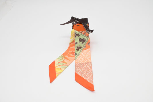 Hermes 'Cheval Phoenix' Twilly in Orange Silk