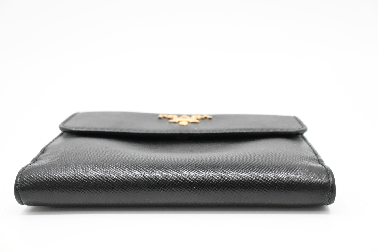Prada Compact Wallet in Black Saffiano Leather