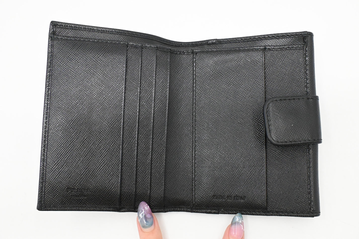 Prada Compact Wallet in Black Saffiano Leather