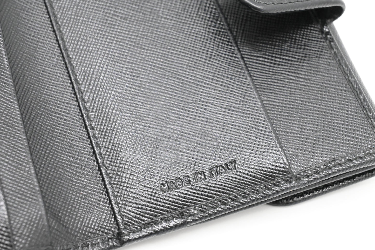 Prada Compact Wallet in Black Saffiano Leather