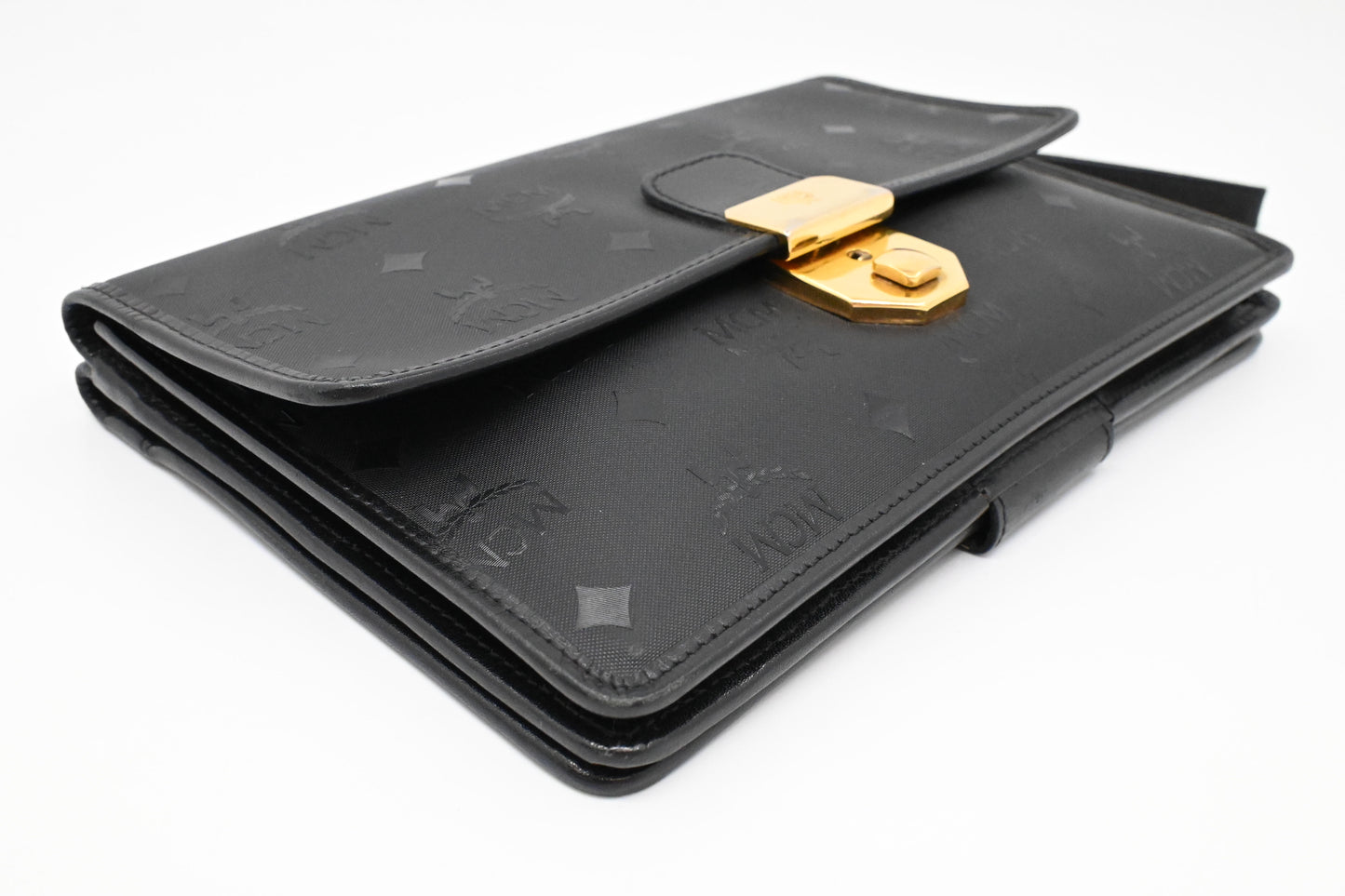 MCM Clutch Bag in Black Visetos Canvas