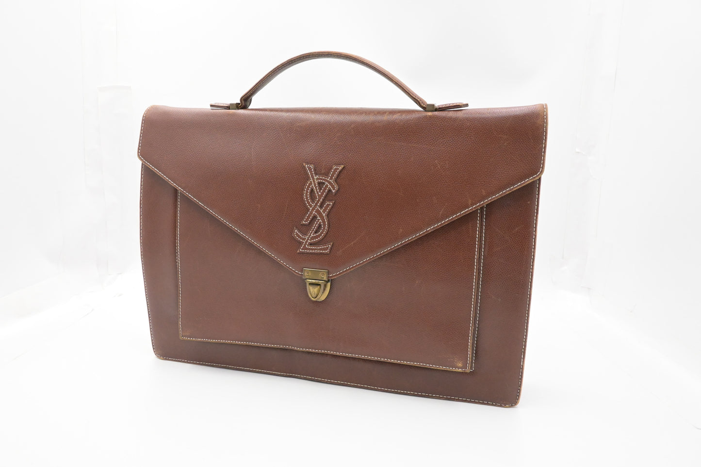 YSL Saint Laurent Business Bag in Brown Leather
