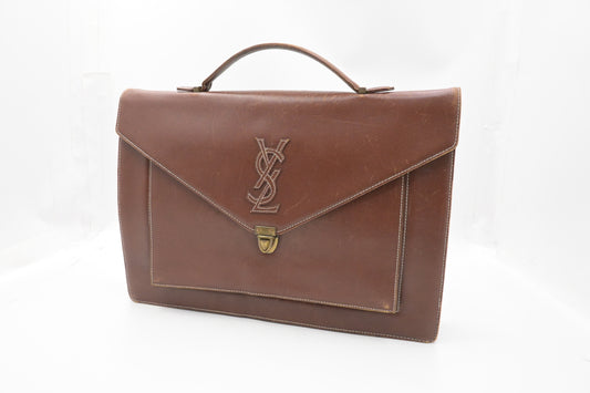 YSL Saint Laurent Business Bag in Brown Leather
