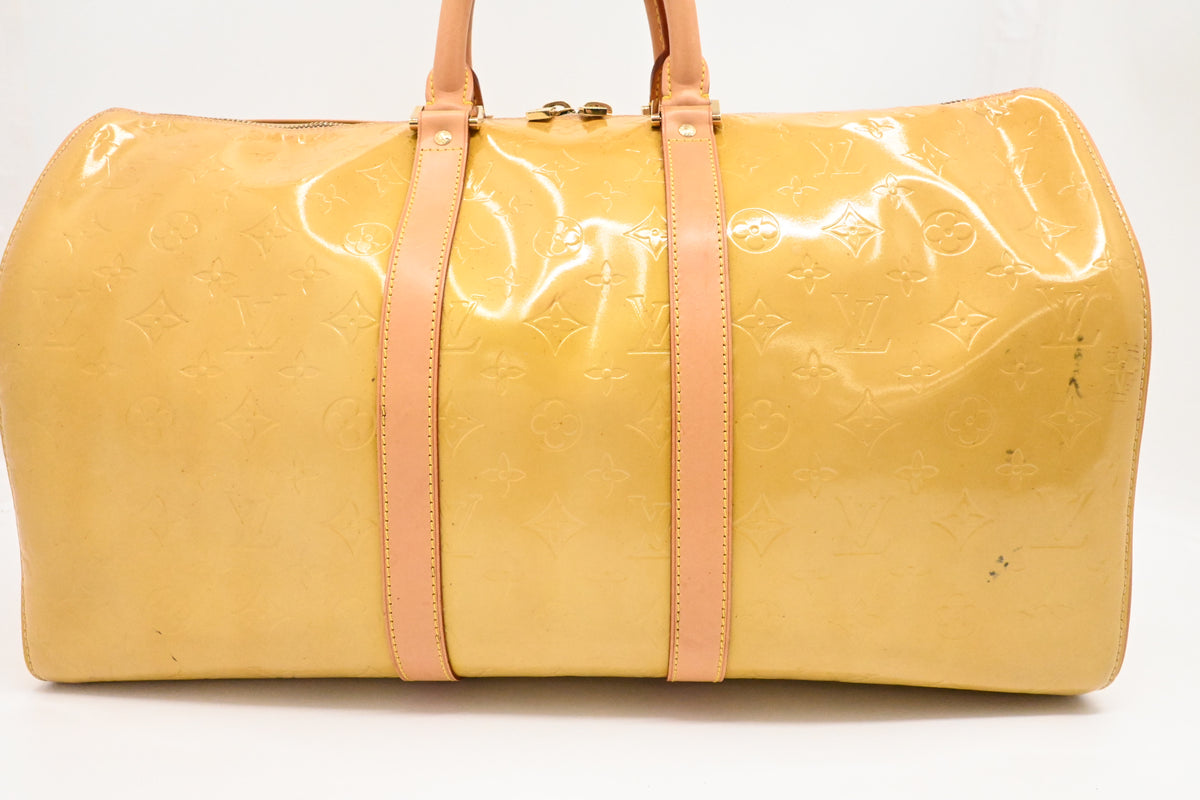Louis Vuitton Keepall 45 in Yellow Vernis Leather