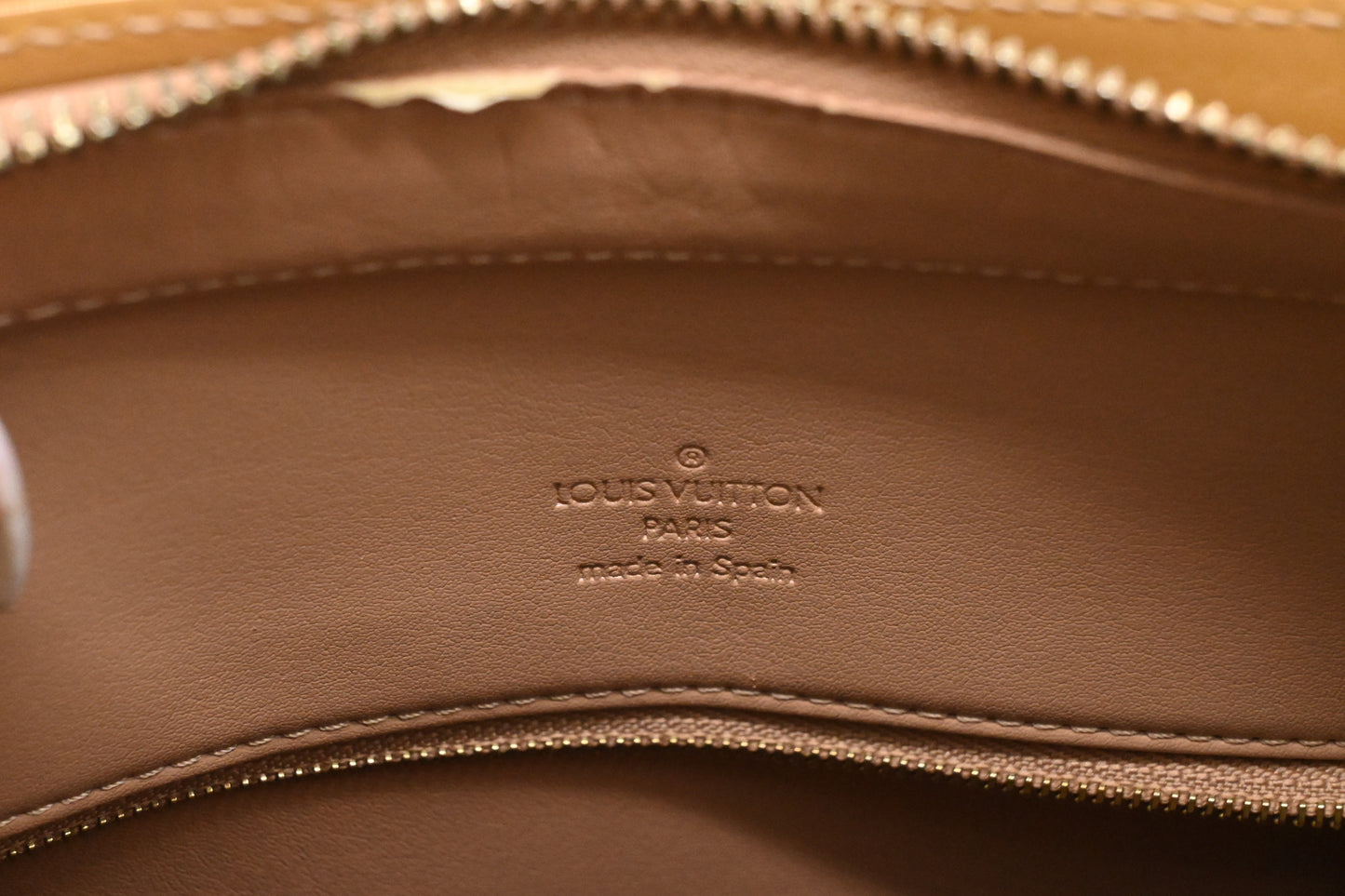 Louis Vuitton Houston in Beige Vernis Leather